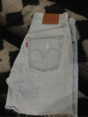 Levi's Light Blue Denim Cutoff Shorts with Frayed Hem